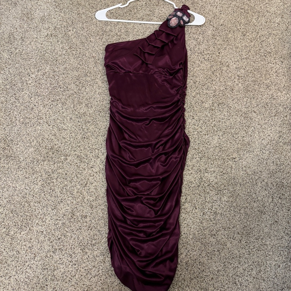 Windsor Plum One-Shoulder Ruched Bodycon Dress